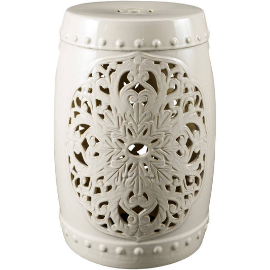 Tambria White Garden Stool