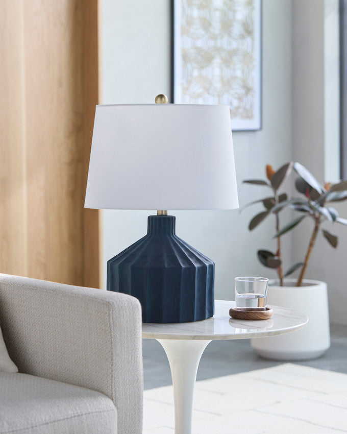 Malky Traditional Dark Blue Table Lamp