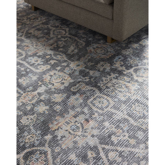 Eleni Traditional Black/Denim Washable Area Rug - Vivir x Livabliss