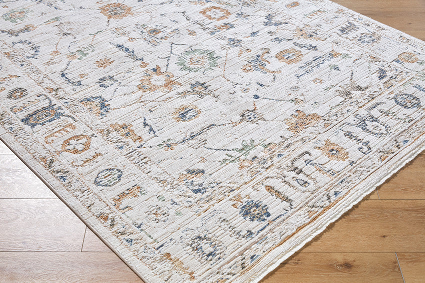 Stevenson Traditional Ivory Washable Area Rug