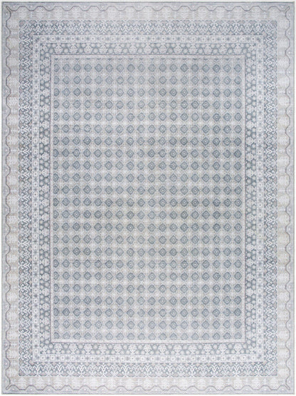 Rainier Cottage White/Pale Blue Washable Area Rug - Our PNW Home x Livabliss
