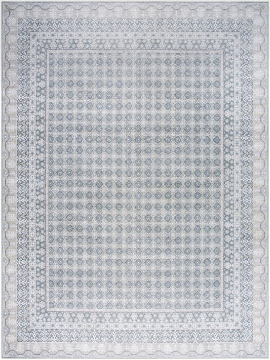 Rainier Cottage White/Pale Blue Washable Area Rug - Our PNW Home x Livabliss