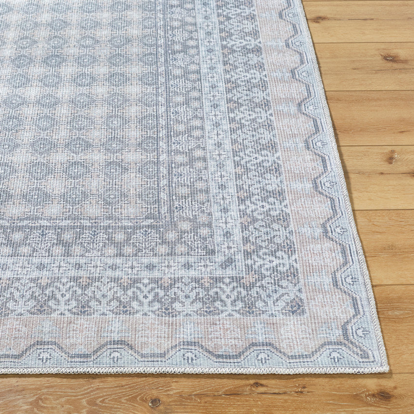 Rainier Cottage White/Pale Blue Washable Area Rug - Our PNW Home x Livabliss