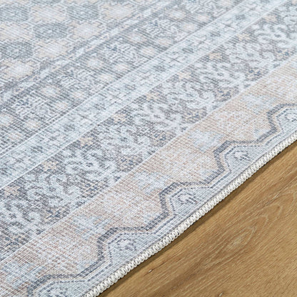 Rainier Cottage White/Pale Blue Washable Area Rug - Our PNW Home x Livabliss