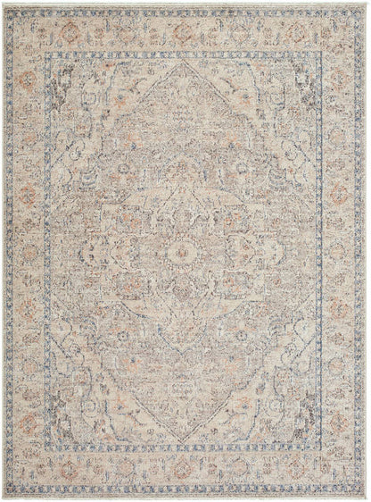 Maria Elena Traditional Taupe/Dark Blue Area Rug - Galey Alix Livabliss