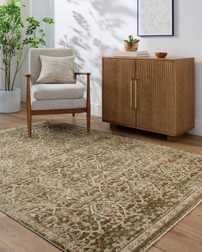 Myrtle Avenue Traditional Olive/Medium Brown Area Rug - Galey Alix Livabliss