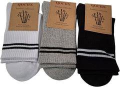 Qorux 3 Pairs Cotton Crew Semi Cushion Tennis Socks