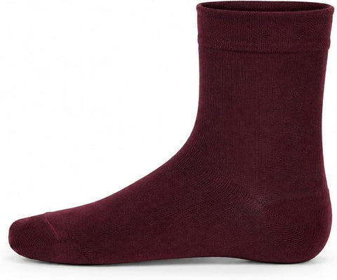 Qorux Women's Bamboo Crew Socks – 3 Pairs Burgundy, White & Black, Soft Breathable Stretch Socks for Casual & Everyday Wear