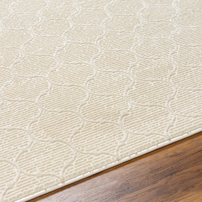Surya Alder Loomed Polyester Cream Rectangular Indoor Stripe Bohemian/Eclectic Machine Washable Area Rug