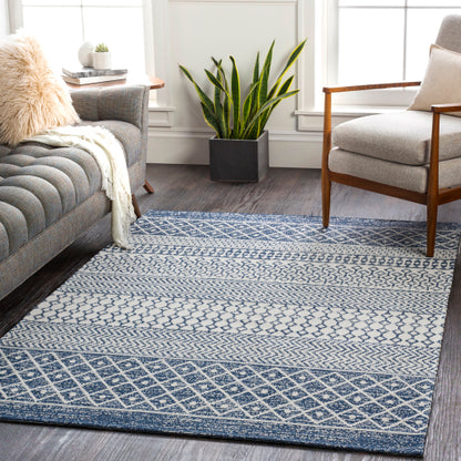 Surya La Casa 5' x 7' Cotton Navy Rectangular Indoor Medallion Global Area Rug