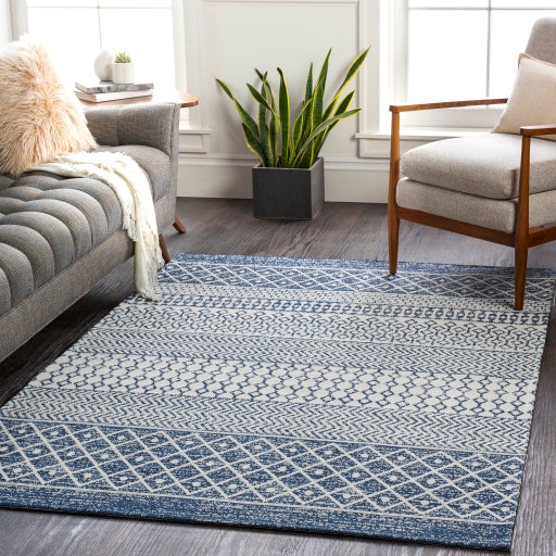 Surya La Casa 5' x 7' Cotton Navy Rectangular Indoor Medallion Global Area Rug