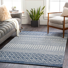Surya La Casa 5' x 7' Cotton Navy Rectangular Indoor Medallion Global Area Rug