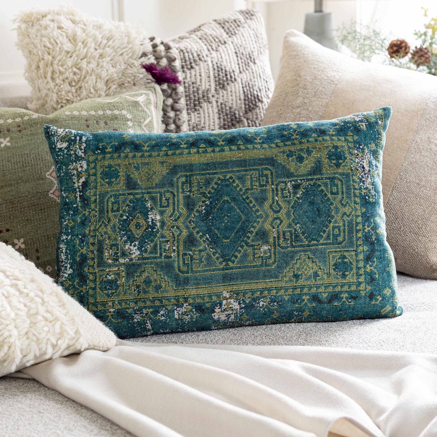 Untersiebenbrunn Teal Pillow Cover