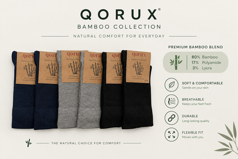 QORUX Bamboo Crew Socks | Soft, Breathable, Moisture Wicking (6 Pairs)
