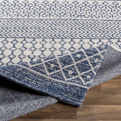 Surya La Casa 5' x 7' Cotton Navy Rectangular Indoor Medallion Global Area Rug