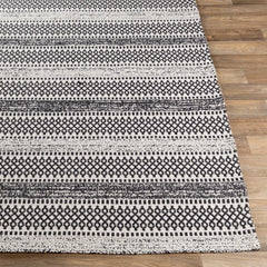 Surya La Casa Cotton Black Rectangular Indoor Medallion Global Area Rug