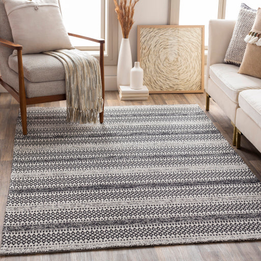 Surya La Casa Cotton Black Rectangular Indoor Medallion Global Area Rug