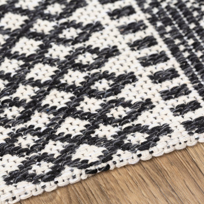 Surya La Casa Cotton Black Rectangular Indoor Medallion Global Area Rug