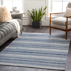 Surya La Casa Cotton Navy Rectangular Indoor Medallion Global Area Rug