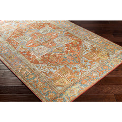 Surya Leicester 5' x 7' Flatweave Polyester Orange Rectangular Indoor Medallion Oriental Area Rug