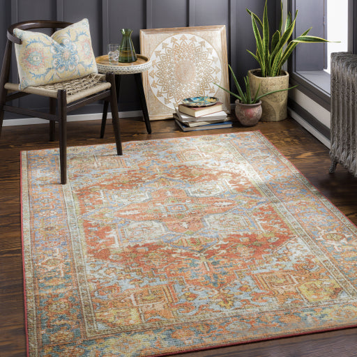 Surya Leicester 5' x 7' Flatweave Polyester Orange Rectangular Indoor Medallion Oriental Area Rug