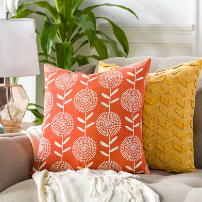 Mining Bright Orange Pillow Cover