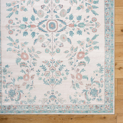 Jeaneen Traditional Light Silver/Sage Washable Area Rug