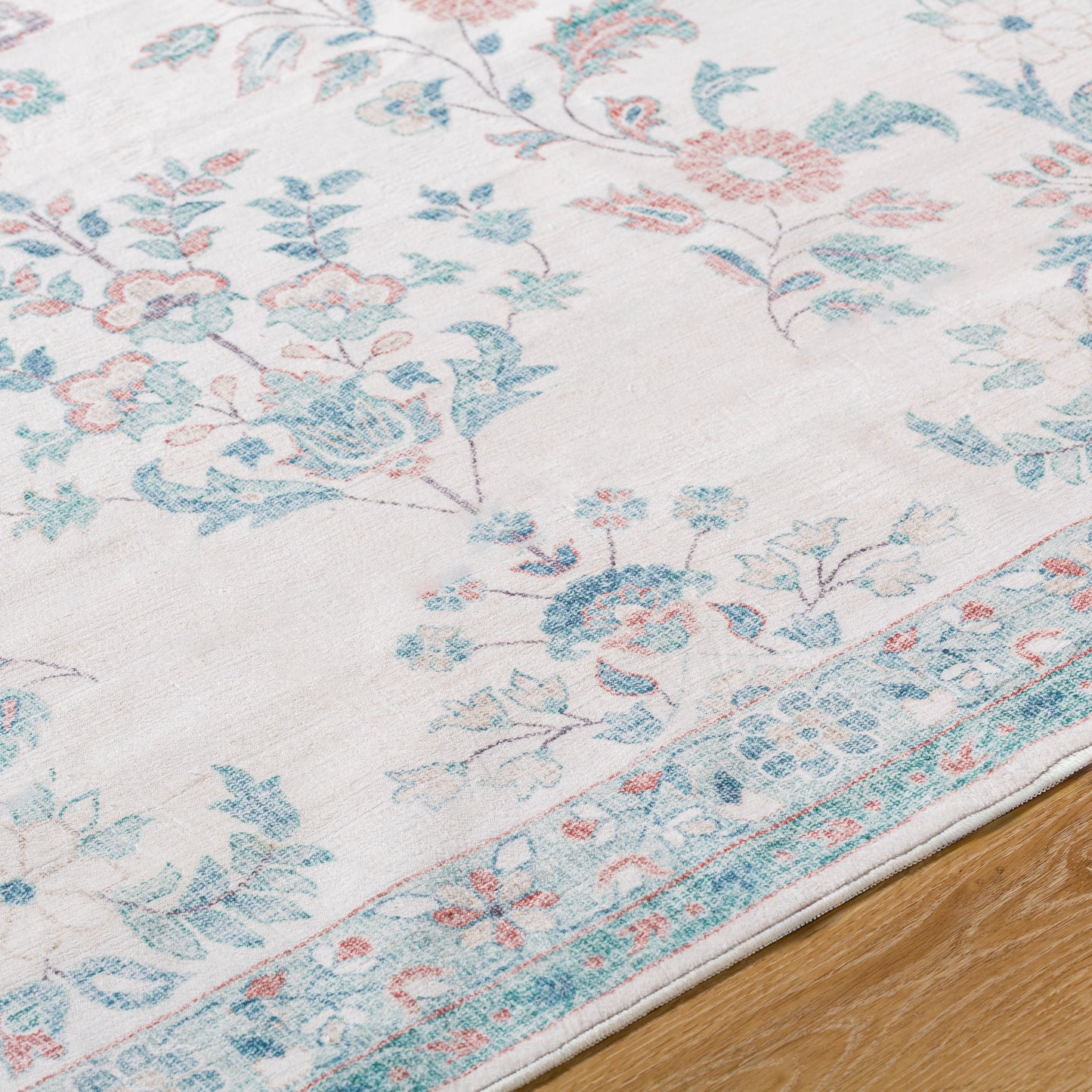 Jeaneen Traditional Light Silver/Sage Washable Area Rug