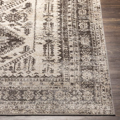 Surya Lavadora Flatweave Polyester Dark Brown Rectangular Indoor Medallion Oriental Machine washable Area Rug