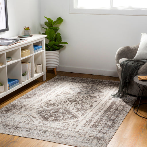 Surya Lavadora Flatweave Polyester Dark Brown Rectangular Indoor Medallion Oriental Machine washable Area Rug