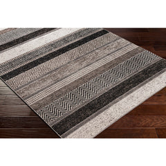 Surya Lavadora Flatweave Polyester Black Rectangular Indoor Medallion Modern Machine washable Area Rug