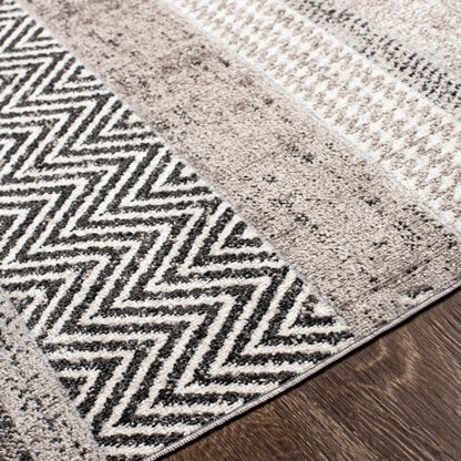 Surya Lavadora Flatweave Polyester Black Rectangular Indoor Medallion Modern Machine washable Area Rug