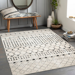 Surya Lavadora Flatweave Polyester White Rectangular Indoor Medallion Modern Machine Washable Area Rug