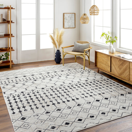 Surya Lavadora Flatweave Polyester White Rectangular Indoor Medallion Modern Machine Washable Area Rug