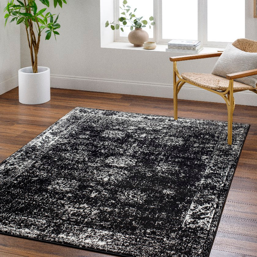 Yevette Traditional Black Area Rug
