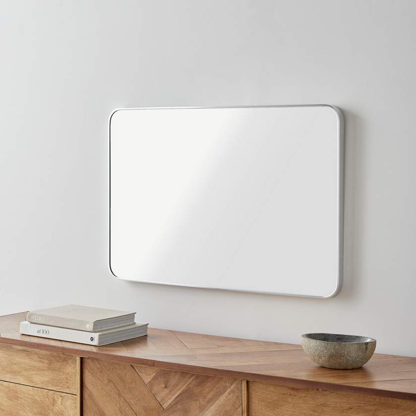 Renna Modern Metallic Silver Wall Mirror