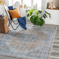 Surya Tahmis Flatweave Polyester Blue Rectangular Indoor Medallion Oriental Machine Washable Area rug