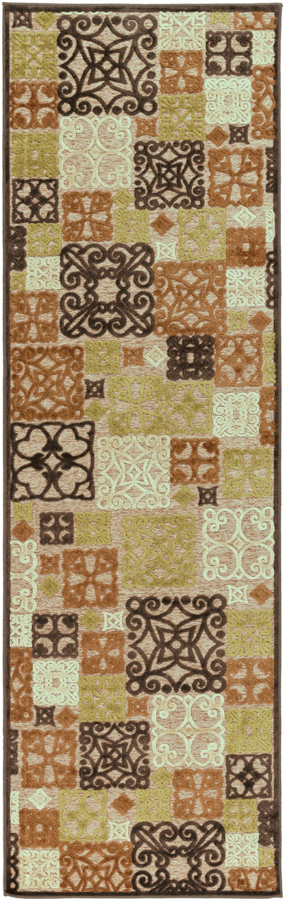 Woodbine Modern Orange/Beige/Olive Area Rug